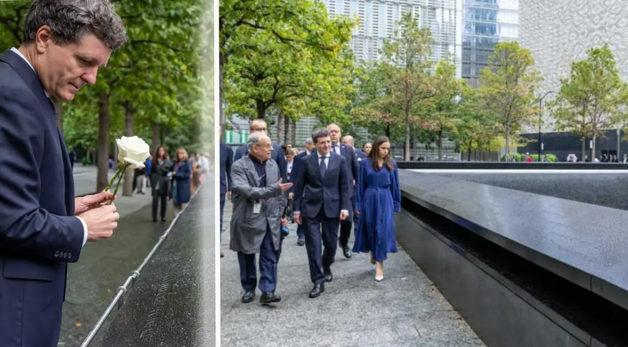 Nicușor Dan și Mirabela Grădinaru depun flori la Memorialul 9/11 din New York